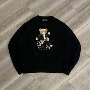 Black Domrebel Montreal embroidered teddy bear sweatshirt